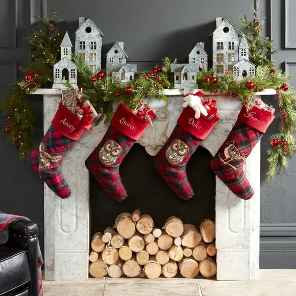 Embellished Jeweled Owl Plaid Christmas Stocking - Pottery Barn - Picture 6 of 6